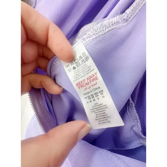 NWT Nasty Gal Feather Strapless Jumpsuit Lavender - Picture 12 of 12